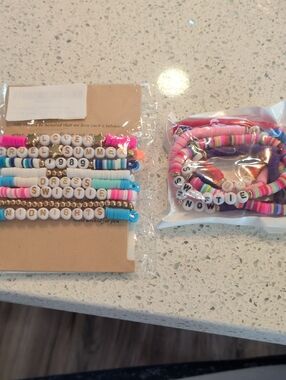 TAYLOR SWIFT  Lyrics Beaded Bracelet Stack - Pink, Blue, White, Gold And ERA Bag